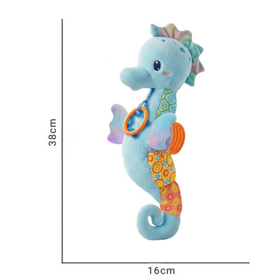 Dimensiunile căluțului de mare albastru: 38 cm înălțime și 16 cm lățime