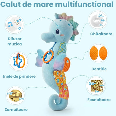 Funcțiile căluțului de mare albastru: muzică, foșnet, zornăitoare și dentiție
