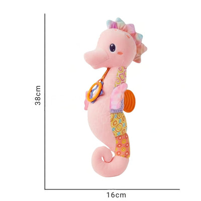 Dimensiunile căluțului de mare roz: 38 cm înălțime și 16 cm lățime
