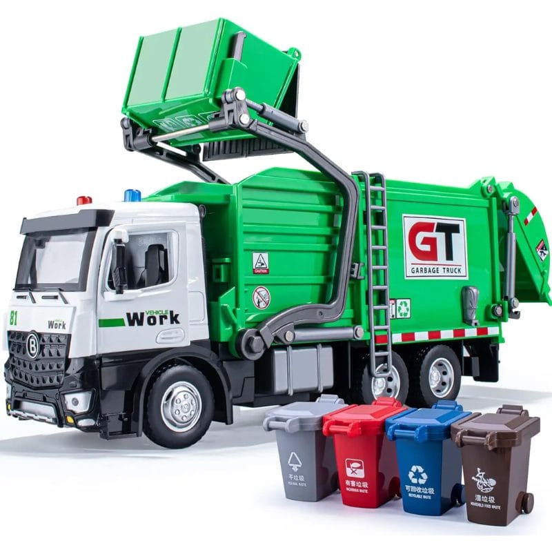 Camion de gunoi LUDIRO cu braț de încărcare ridicat și cele 4 pubele