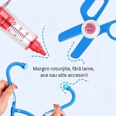 LUDIRO – Detalii ale seringii, foarfecii și stetoscopului de jucărie