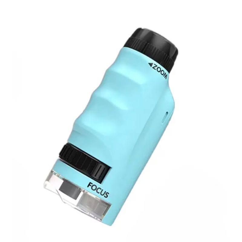 Microscop Portabil 60-180x, Exploreaza Lumea Microscopica cu Focalizare Duala, Lumina LED si Suport pentru Telefon Mobil, Ideal pentru Utilizare Interioara si Exterioara, Albastru + 6 Ani - LUDIRO