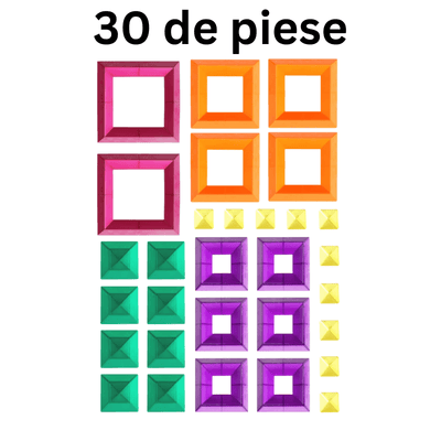 Set 30 Piese Colorate de Stivuit pentru Copii, Jucarie Educationala STEM, Usor de Apucat - LUDIRO