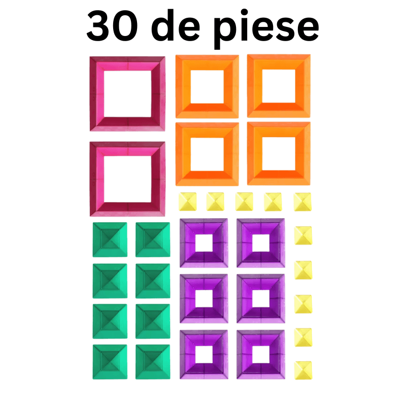 Set 30 Piese Colorate de Stivuit pentru Copii, Jucarie Educationala STEM, Usor de Apucat - LUDIRO