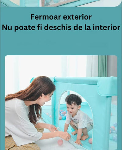 Tarc de Joaca pentru Copii, 1-5 Ani, 180x150x66 Cm, Spatiu Sigur si Generos, Cu Plasa Moale, Protectie la Colturi si Structura Stabila, Ideal pentru Interior si Exterior, Usor de Asamblat, Verde - LUDIRO