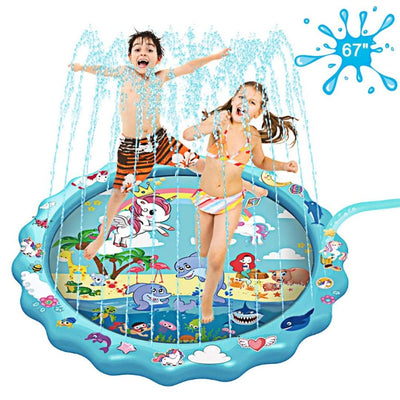 Covoras cu Apa pentru Joaca LUDIRO, Diametru 170 Cm, Fantana Arteziana Interactiva cu Animalute, Unicorn si Delfini, Joaca Distractiva si Educativa in Gradina pentru Copii, 1-6 Ani - LUDIRO