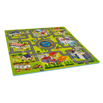 Covor Puzzle din Spuma EVA pentru Copii Ludiro, Set 9 Piese Educationale cu Harta Orasului - LUDIRO