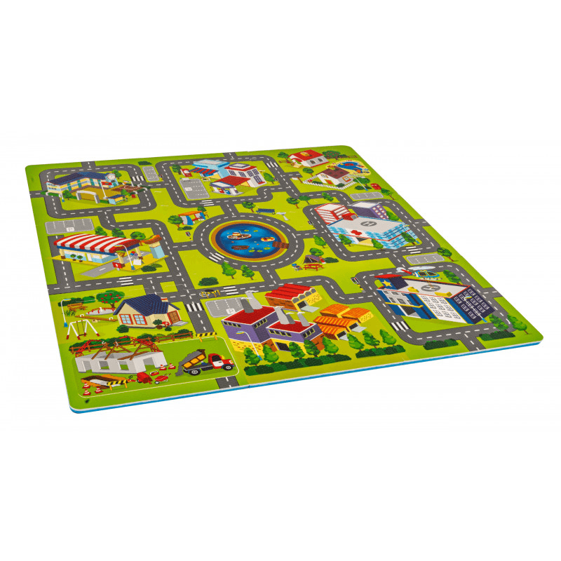 Covor Puzzle din Spuma EVA pentru Copii Ludiro, Set 9 Piese Educationale cu Harta Orasului - LUDIRO