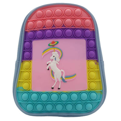 Ghiozdan Prescolari, Pop It Now, Unicorn, 2 Barete Ajustabile, Piele Ecologica, 19x23x10 cm, Albastru, + 3 Ani - LUDIRO