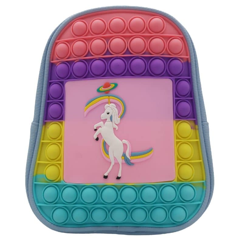 Ghiozdan Prescolari, Pop It Now, Unicorn, 2 Barete Ajustabile, Piele Ecologica, 19x23x10 cm, Albastru, + 3 Ani - LUDIRO
