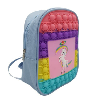 Ghiozdan Prescolari, Pop It Now, Unicorn, 2 Barete Ajustabile, Piele Ecologica, 19x23x10 cm, Albastru, + 3 Ani - LUDIRO
