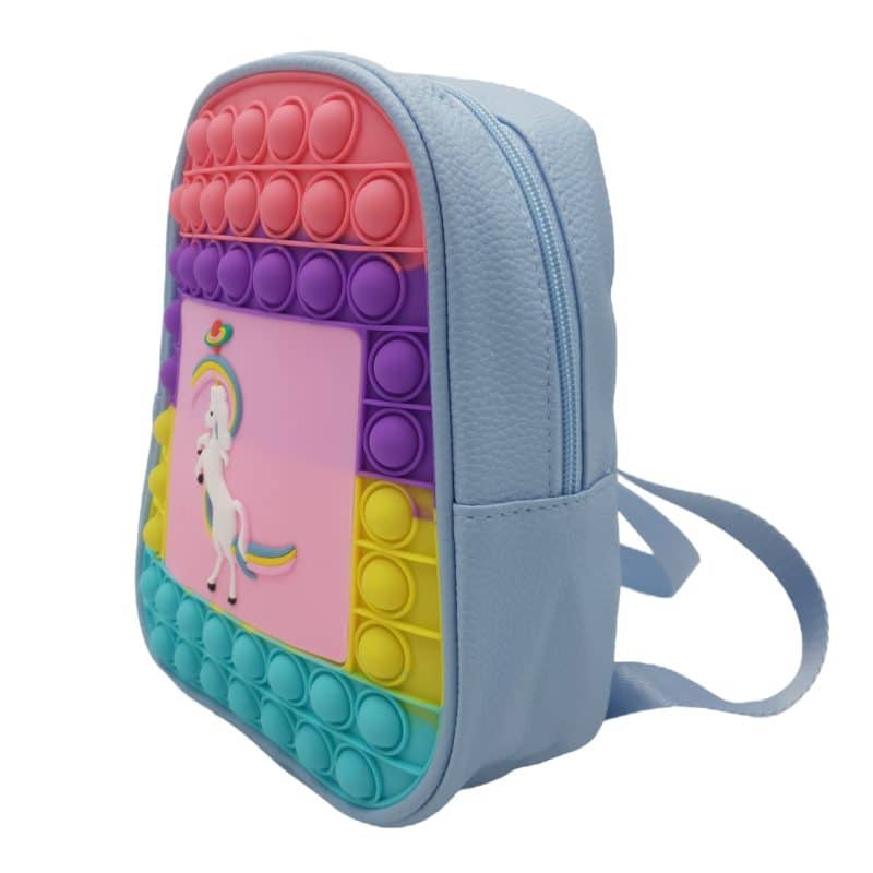 Ghiozdan Prescolari, Pop It Now, Unicorn, 2 Barete Ajustabile, Piele Ecologica, 19x23x10 cm, Albastru, + 3 Ani - LUDIRO