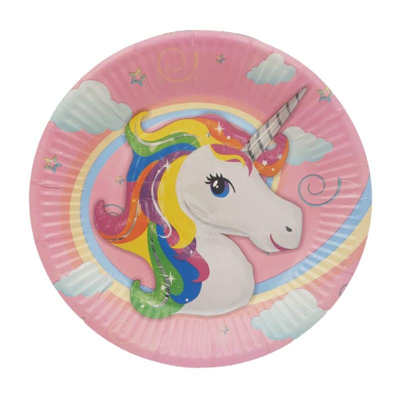 Set 10 Farfurii din Carton, Unicorn, Multicolor, 18 cm - LUDIRO