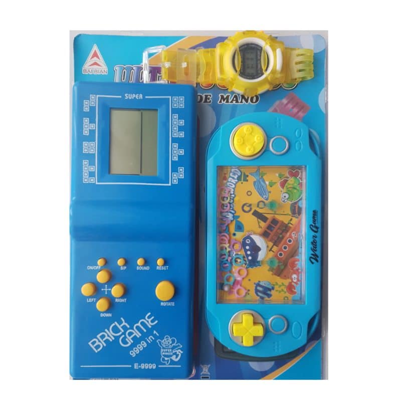 Set Trei Jucarii Interactive, Tetris, Joc cu Cerculete in Apa si Ceas de Mana, Albastru, + 3 ani - LUDIRO
