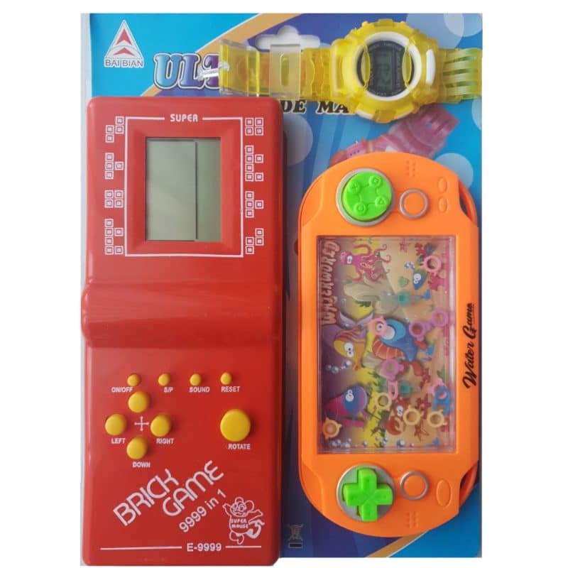 Set Trei Jucarii Interactive, Tetris, Joc cu Cerculete in Apa si Ceas de Mana, Rosu, + 3 ani - LUDIRO