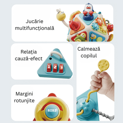 Detalii ale mecanismelor manuale și pieselor rotative ale centrului de activități LUDIRO resigilat