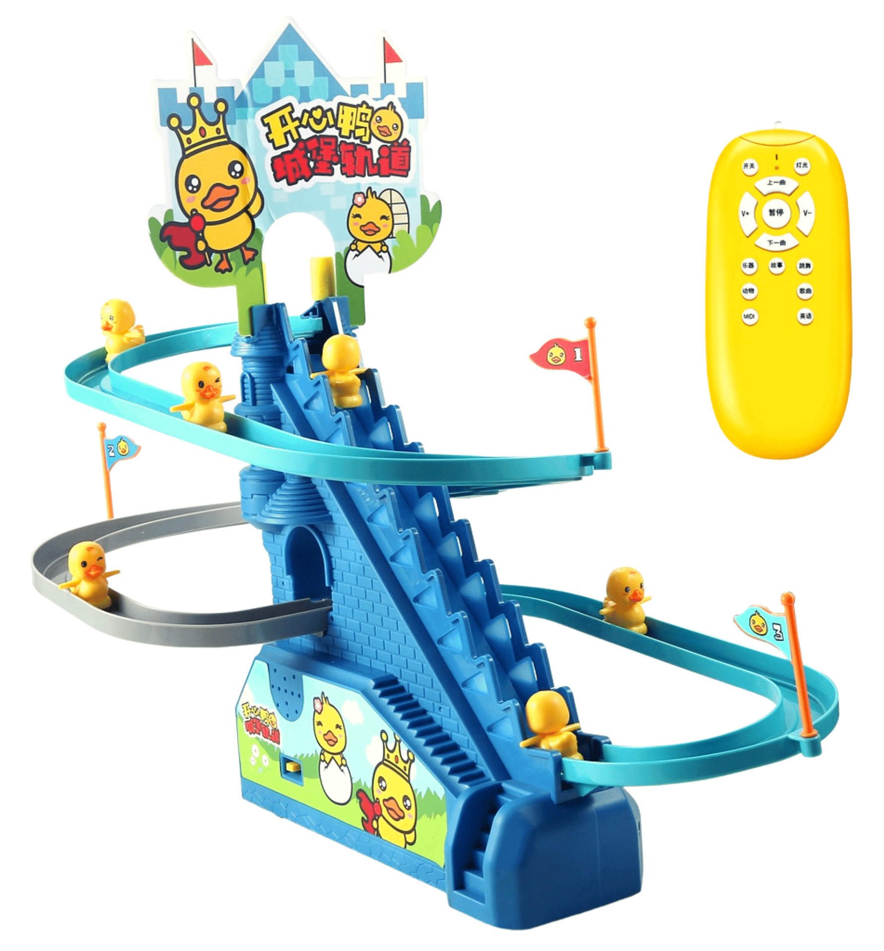 Tobogan pentru Ratuste, Lumini si Sunete Interactive, 3 Ratuste, 42x21x31 Cm, Cu Telecomanda, Albastru, + 3 Ani - LUDIRO