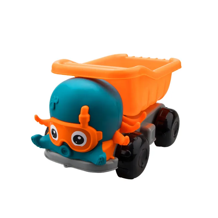 Resigilat - Set Jucarii pentru Plaja si Nisip, 8 Piese, Camion Caracatita, 2 Lopeti, Stropitoare, 4 Forme, Multicolor, 29x18x18 Cm, + 3 Ani