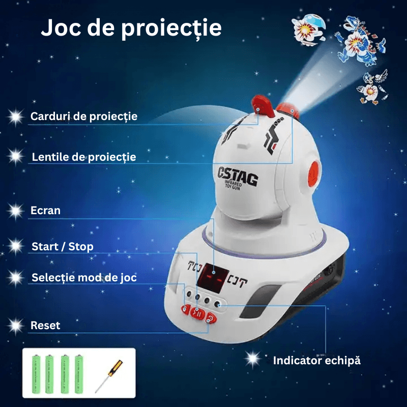 Set 2 Pistoale cu Laser si Proiector Tinte, Pentru Interior si Exterior, Doua Moduri Joaca - LUDIRO