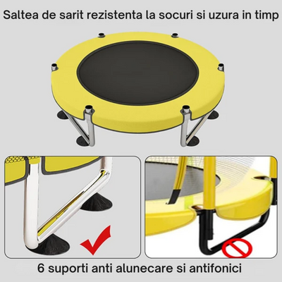 Resigilat - Trambulinǎ pentru Copii 6-in-1 cu Plasǎ de Protecție, Arcuri de Otel, Diametru 140 cm, 1-6 ani - LUDIRO