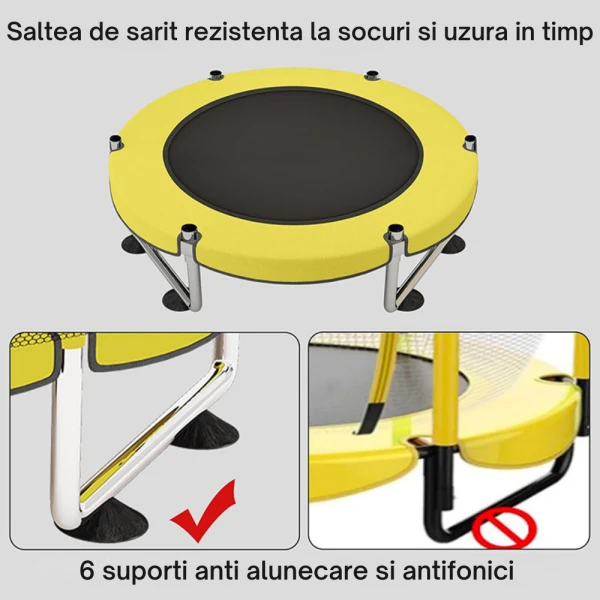 Resigilat - Trambulinǎ pentru Copii 6-in-1 cu Plasǎ de Protecție, Arcuri de Otel, Diametru 140 cm, 1-6 ani - LUDIRO