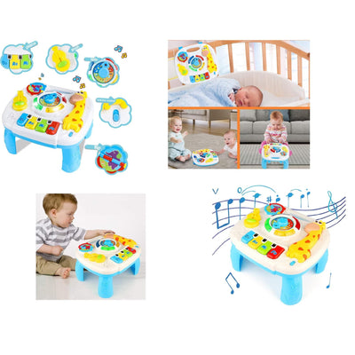 Masuta de Activitati pentru Bebelusi, Centru Multifunctional cu Pian, Lumini si Sunete, Girafa, Cadoul Ideal pentru Baieti si Fete, +1 An, Multicolor - LUDIRO