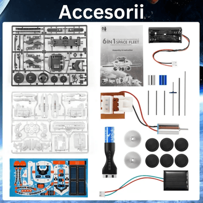 Kit Construcție Robot Solar 6 în 1, Jucărie STEM Spațială, Set Educativ cu Alimentare Solară și Baterii, Copii 8-12 Ani - LUDIRO