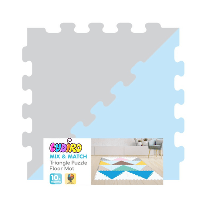 Covor Puzzle LUDIRO, Mix Match Triunghiuri, 16 piese 32x32 Cm, Antiderapant - LUDIRO