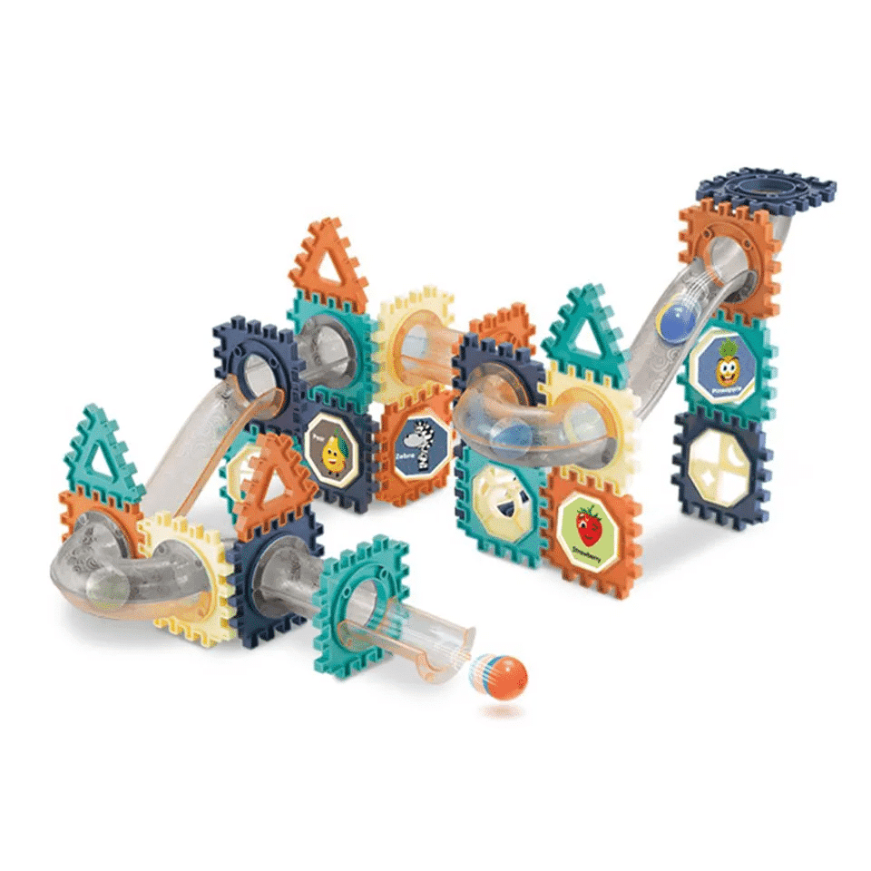 Circuit cu Bile 3D, Set Construcție STEAM 66 Piese, + 3 Ani - LUDIRO