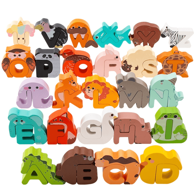 Set Alfabet Creativ din Lemn Ludiro, Litere cu Animale Montessori, Educatie prin Joaca, + 3 Ani - LUDIRO