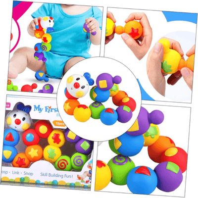 Omida Modulara Montessori Ludiro, 13 Piese, Elemente Snap Mari, Culori si Forme, Margini Rotunjite, +6 Luni - LUDIRO