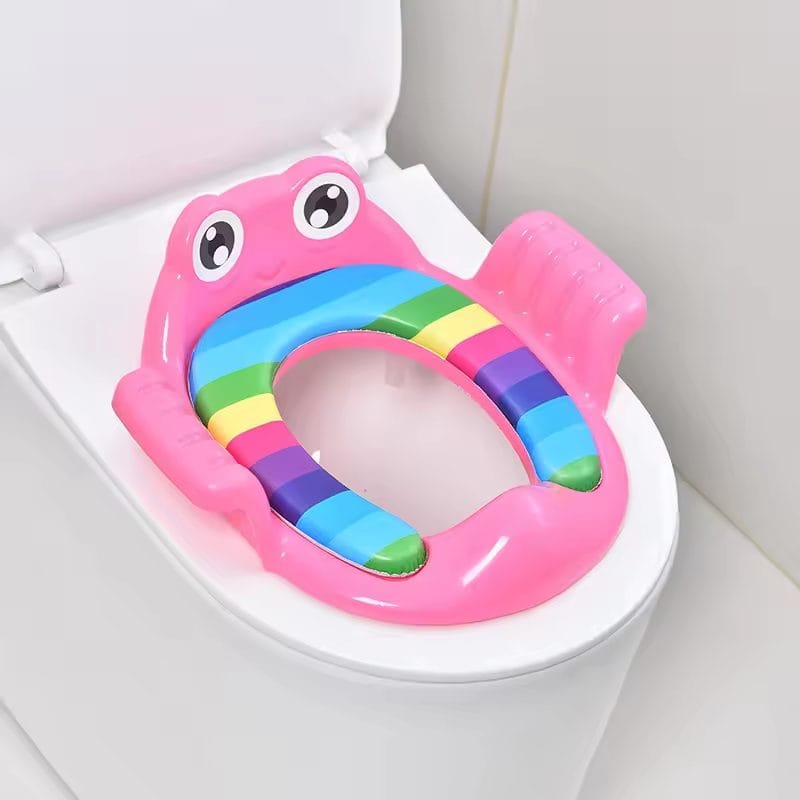 Capac de Toaleta pentru Copii, Broscuta Roz, Cu Manere Laterale si Design Colorat, Ideal pentru Antrenamentul la Olita si Invatarea Igienei Personale, 38x35x8 Cm, + 1 An - LUDIRO