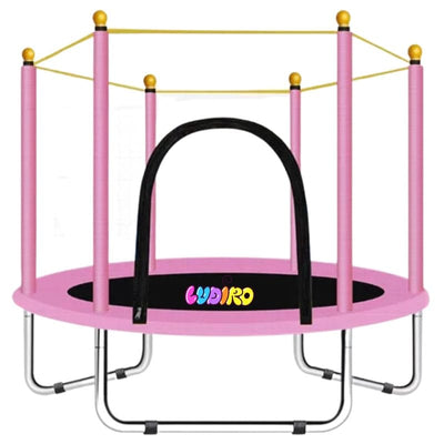 Trambulina pentru Copii 3-7 Ani LUDIRO, Plasa de Siguranta, Diametru 140 Cm, Inaltime 125 Cm, Joaca Distractiva pentru Interior si Exterior, Roz - LUDIRO