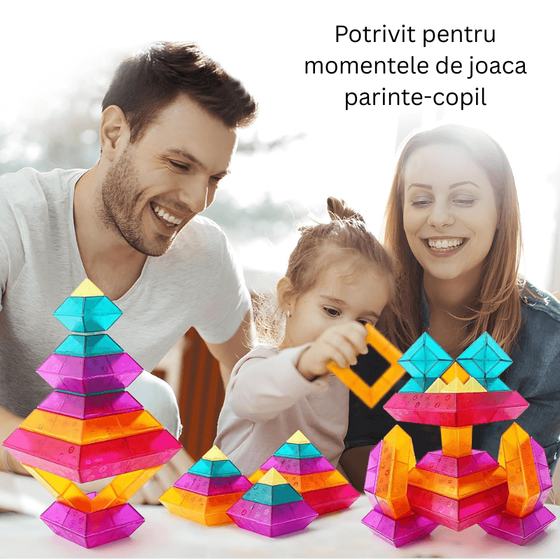 Set 30 Piese Colorate de Stivuit pentru Copii, Jucarie Educationala STEM, Usor de Apucat - LUDIRO