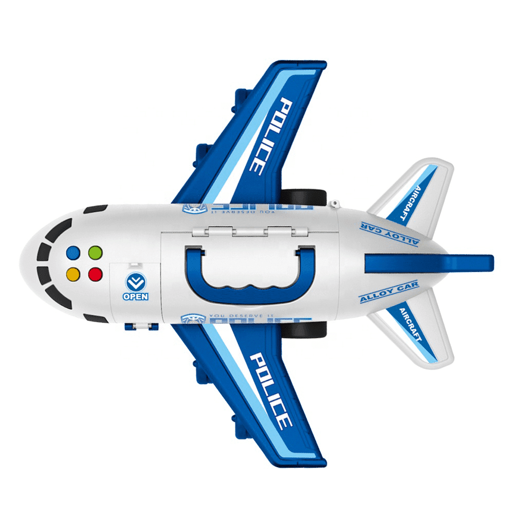 Set Avion Multifunctional, 3 Masinute Metalice, Lumini si Sunete Interactive, Functie Vapori, Semne de Circulatie, Alb Albastru, 35x32x17 Cm, + 3 Ani - LUDIRO