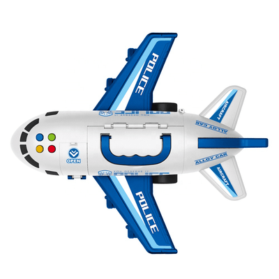 Set Avion Multifunctional, 3 Masinute Metalice, Lumini si Sunete Interactive, Functie Vapori, Semne de Circulatie, Alb Albastru, 35x32x17 Cm, + 3 Ani - LUDIRO