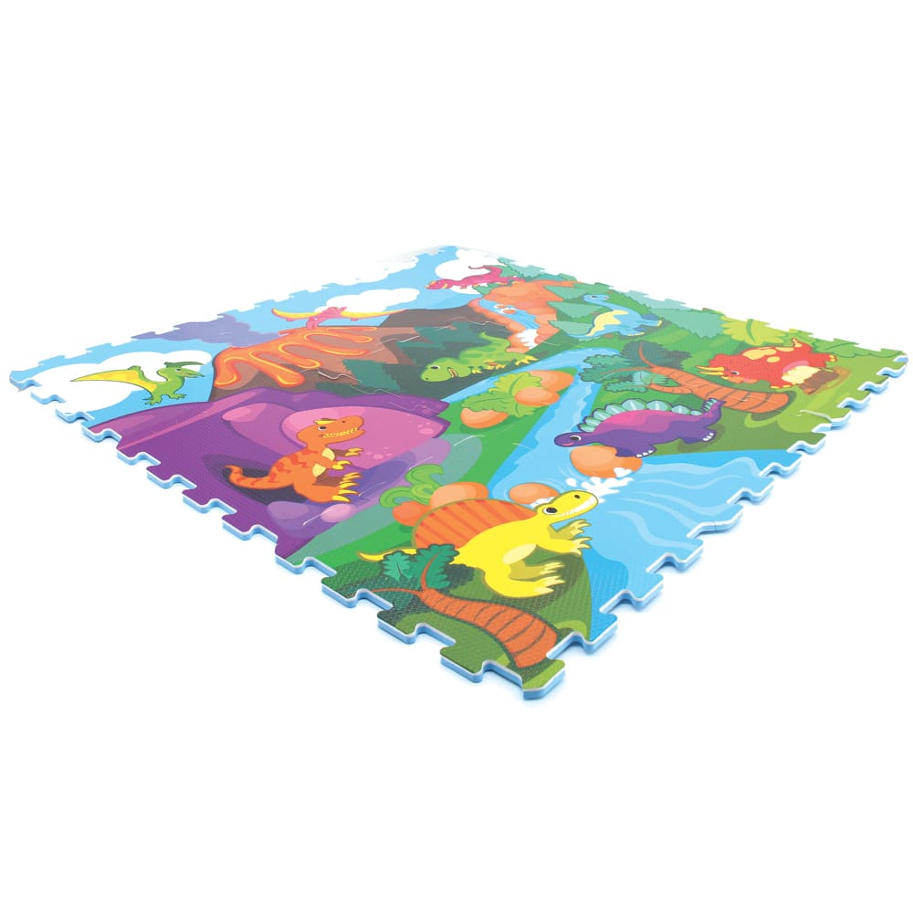 Covor Puzzle din Spuma EVA pentru Copii Ludiro, Set 9 Piese Educationale cu Lumea Dinozaurilor - LUDIRO
