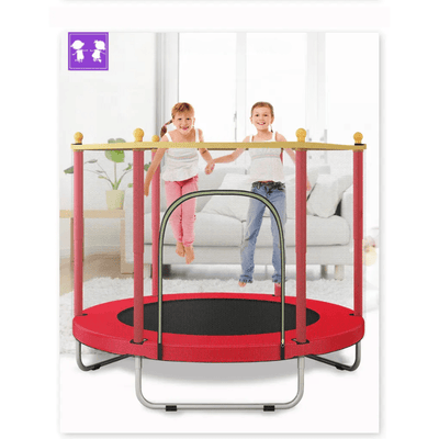 Resigilat - Trambulina pentru Copii 3-7 Ani LUDIRO, Plasa de Siguranta, Diametru 140 Cm, Inaltime 125 Cm, Joaca Distractiva pentru Interior si Exterior, Rosu - LUDIRO