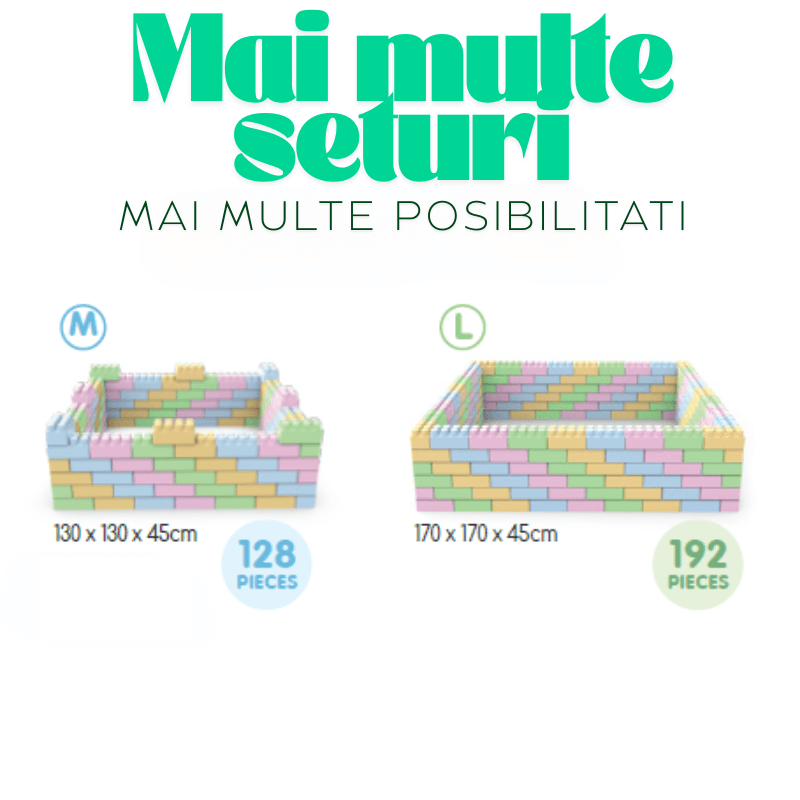 Set 48 Cuburi XXL de Constructie Ludiro, Plastic ABS Non-toxic, Dezvoltare Creativa si Motrica pentru Copii, 18 luni+ - LUDIRO