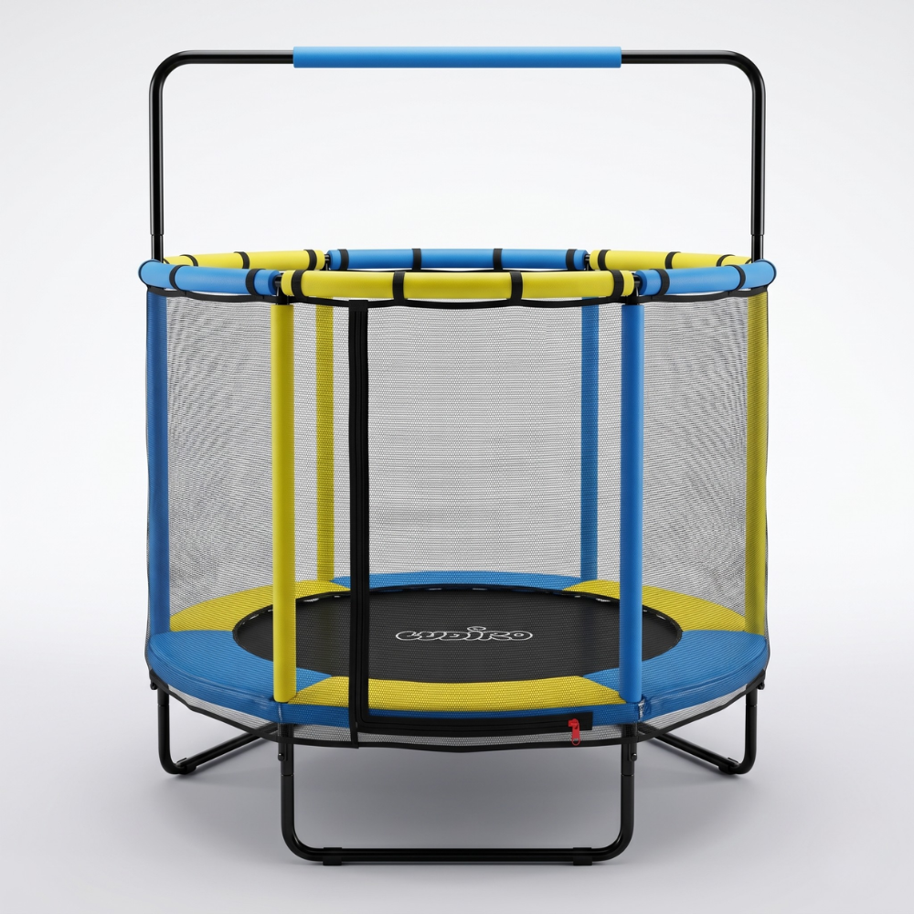 Resigilat - Trambulină pentru copii 8 în 1, Diametru 140 cm, cu plasă de siguranță, hamac, inele și coș de baschet, pentru interior și exterior, Certificare de Siguranta - LUDIRO