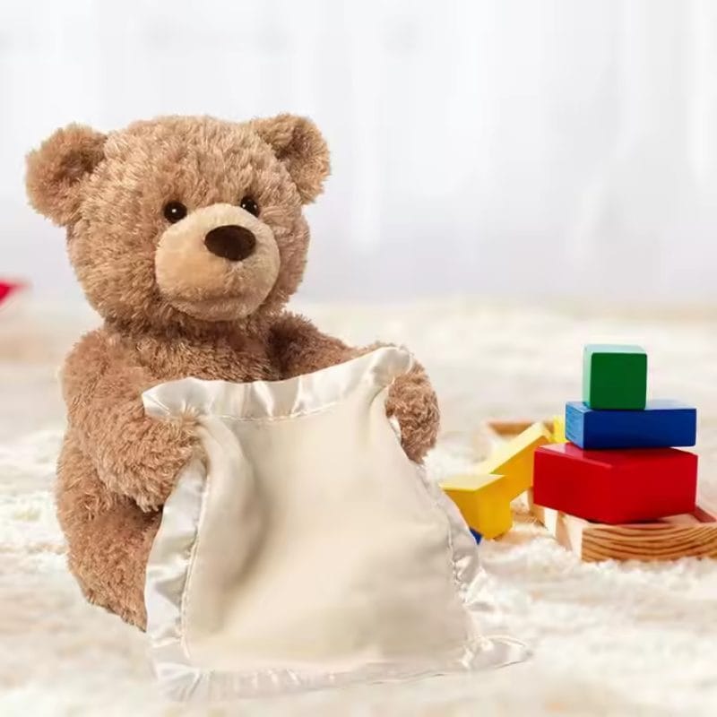 Ursulet de Plus Interactiv Cucu Bau, cu Sunete si Miscare, Cadoul Ideal pentru Dezvoltarea Cognitiva si Emotionala a Celor Mici, 25 Cm, Moale si Prietenos - LUDIRO