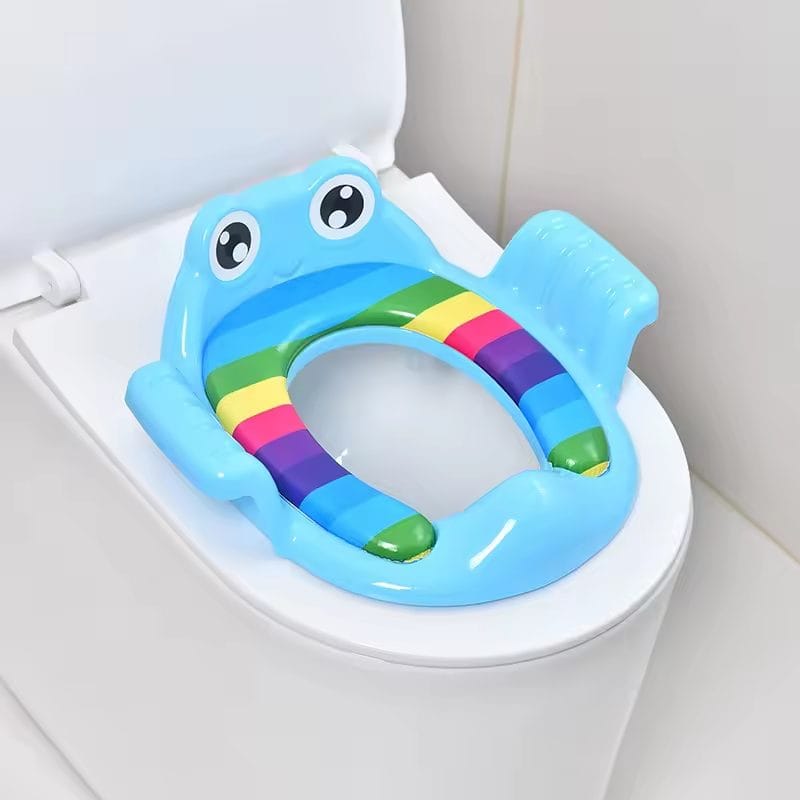 Capac de Toaleta pentru Copii, Broscuta Albastra, Cu Manere Laterale si Design Colorat, Ideal pentru Antrenamentul la Olita si Invatarea Igienei Personale, 38x35x8 Cm, + 1 An - LUDIRO