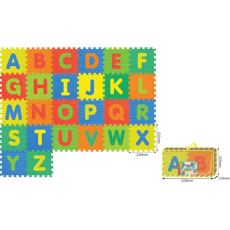 Covor Puzzle copii LUDIRO cu Litere A-Z Detasabile, Spuma EVA Sigura, 26 Piese 32x32 cm - LUDIRO