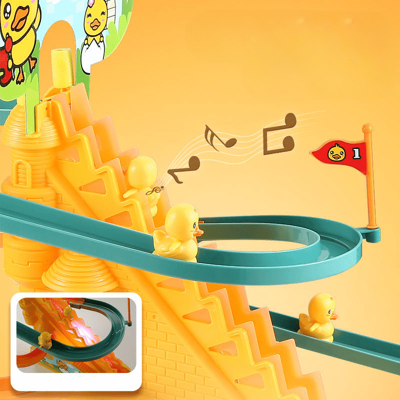 Tobogan pentru Ratuste, Lumini si Sunete Interactive, 3 Ratuste, 42x21x31 Cm, Cu Telecomanda, Galben, + 3 Ani - LUDIRO