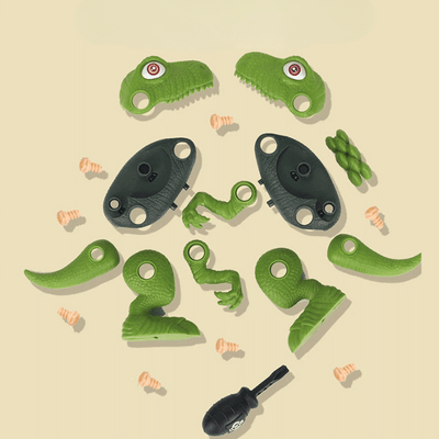 Set 2 Jucarii Interactive STEM DIY, Dinozauri de Construit, Triceratops si Velociraptor, Rosu Verde, + 3 Ani - LUDIRO