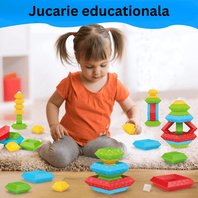 Set 30 Piese Colorate de Stivuit pentru Copii 1-5, Jucarie Educationala STEM - LUDIRO