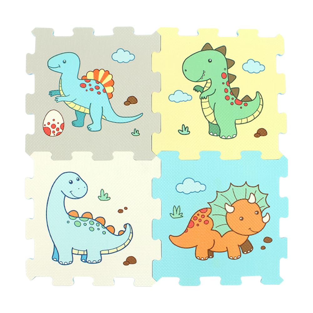Covor Puzzle copii LUDIRO, 8 Piese cu Dinozauri 30x30 Cm, Saltea Joaca din Spuma EVA Antiderapanta - LUDIRO