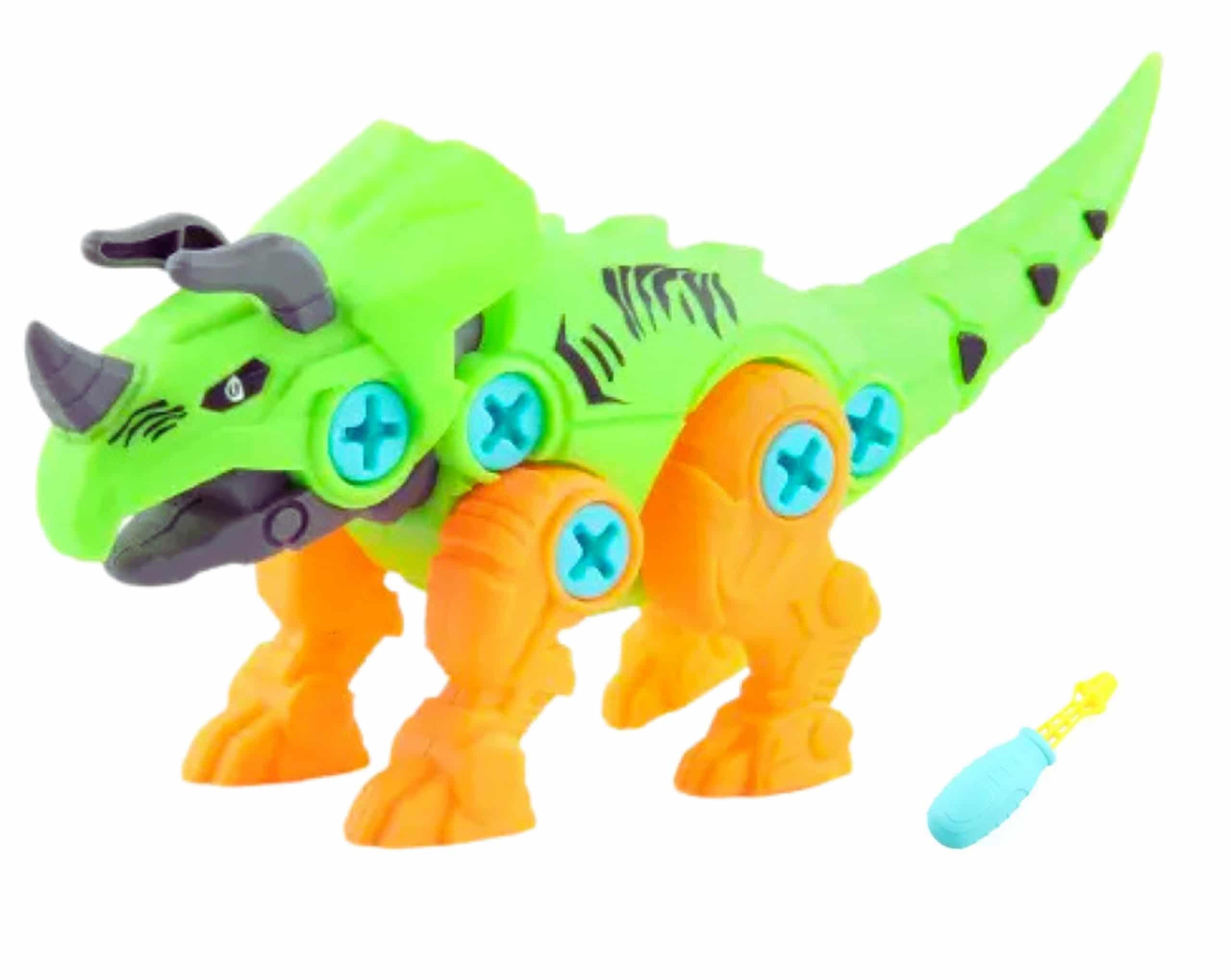 Jucarie Interactiva STEM DIY, Dinozaur de Construit, Triceratops, Surubelnita Inclusa, Culori Aleatorii, 19x10x5.5 Cm, + 3 Ani - LUDIRO