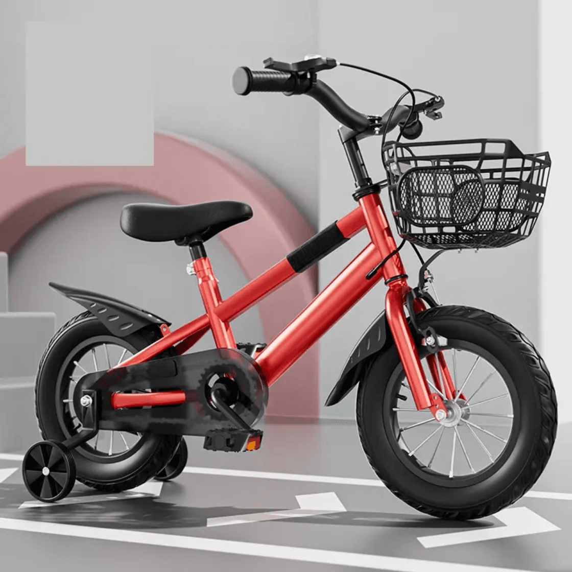 Bicicleta pentru Copii Ludiro 18 Inch, Diametru Roti 45 Cm, cu Frane Fata-Spate, Roti Ajutatoare, Cauciucuri Anti-Alunecare si Cadru din Otel, Cos Metalic, Ideala pentru Copii de 7-10 Ani, Rosu - LUDIRO