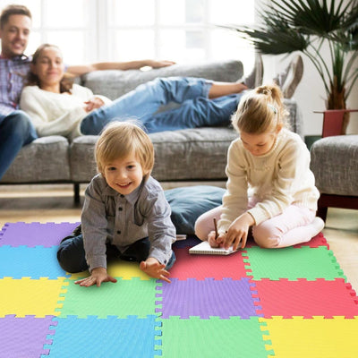 Resigilat - Covor din Spuma pentru Copii, Puzzle Multicolor, 9 Piese, Termoizolant si Moale, 90x90 Cm - LUDIRO